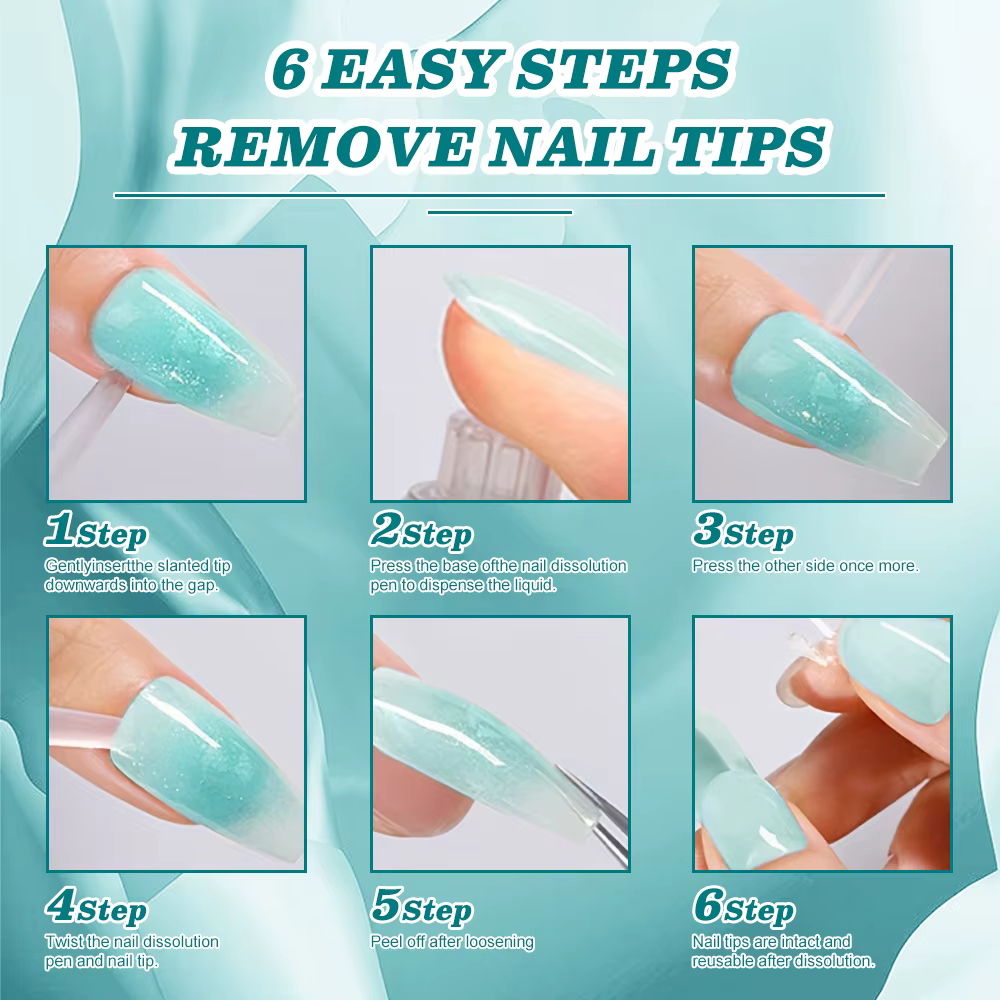 Stylo dissolvant pour colle à ongles - Sans acétone