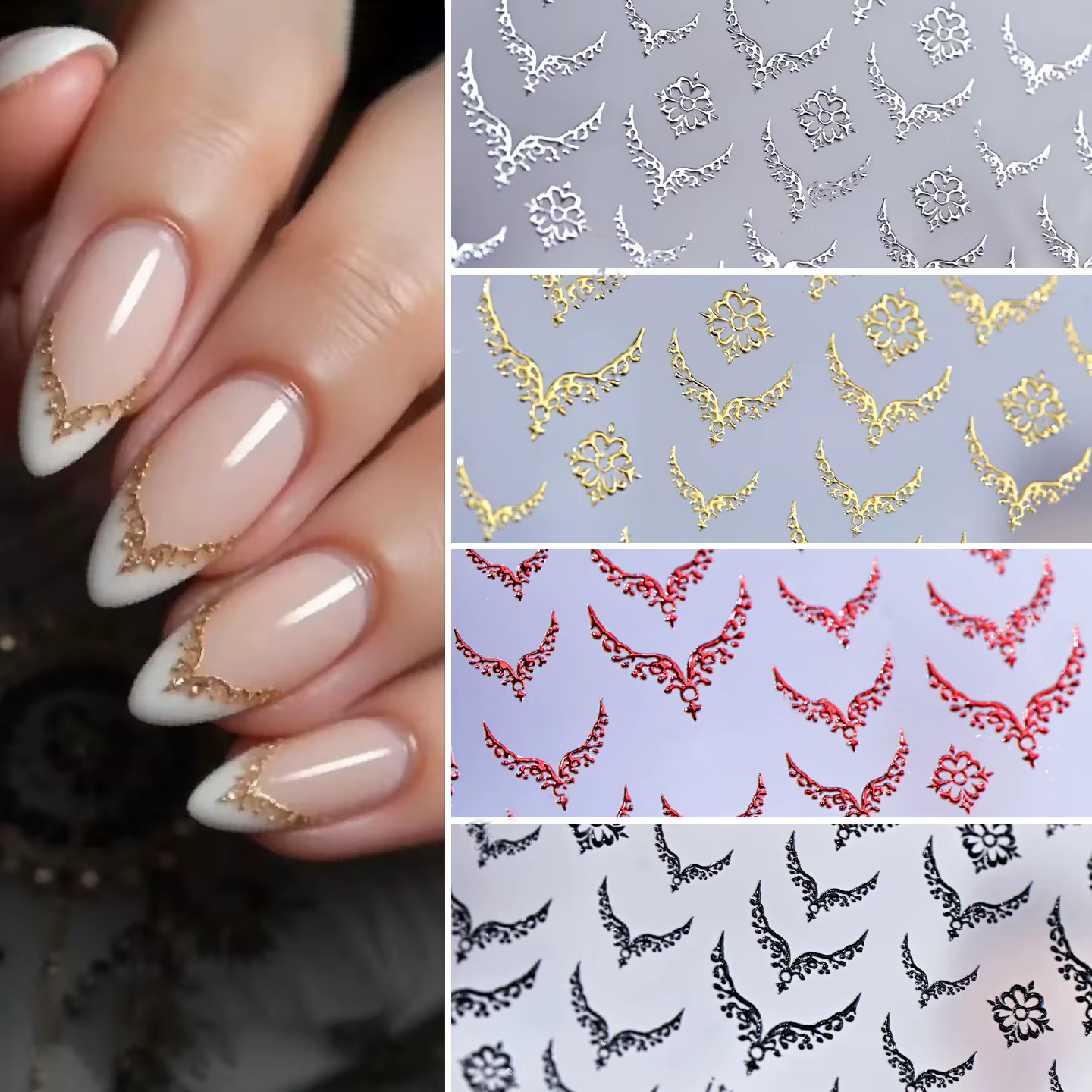 Autocollants pour ongles en forme de V