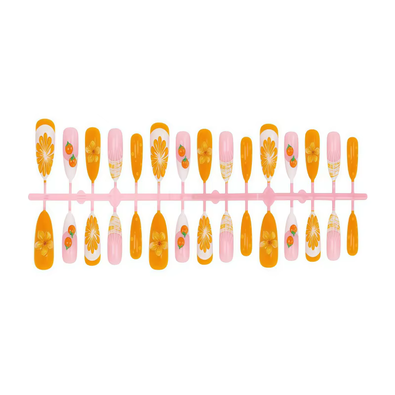 Nouveauté 2026 – 30 faux ongles 3D en forme d'orange