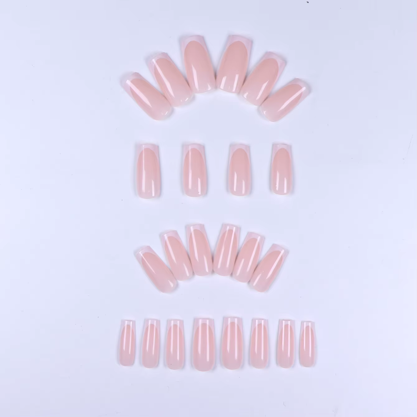 120 faux ongles rectangulaires de style français minimaliste