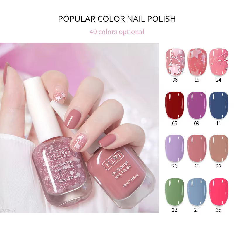Verhéritage à Ongles Semi-Permanent à Base d'Eau, 40 Couleurs, Sans Cuisson, Déchirable, vaccage Rapide, Pas Facile à Décolorer, 10ml