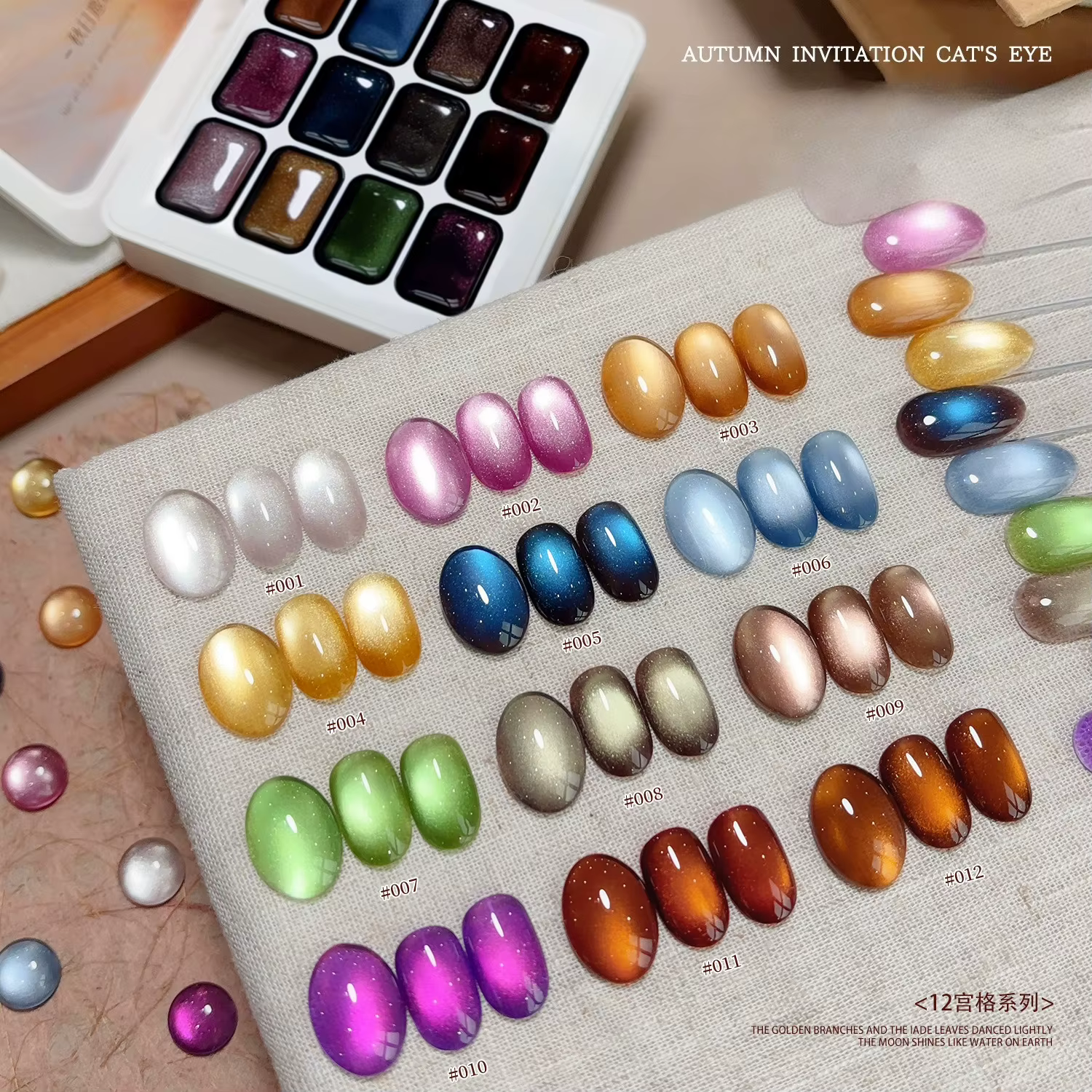12 couleurs automne hiver ongles marron or oeil de chat vernis