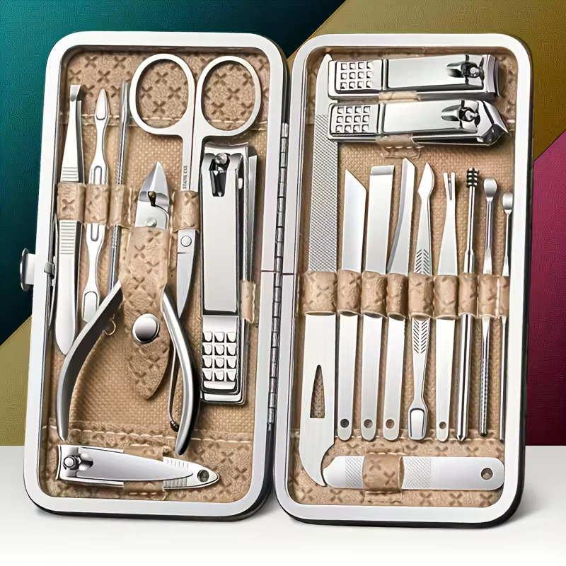 Ensemble d'outils de manucure et de pédicure 19 pièces/ensemble avec boîte de rangement