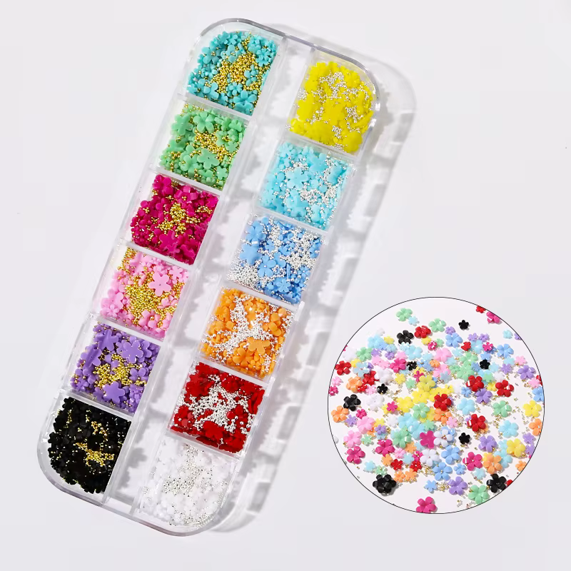 Breloques à ongles en fleurs 3D pour femmes et filles