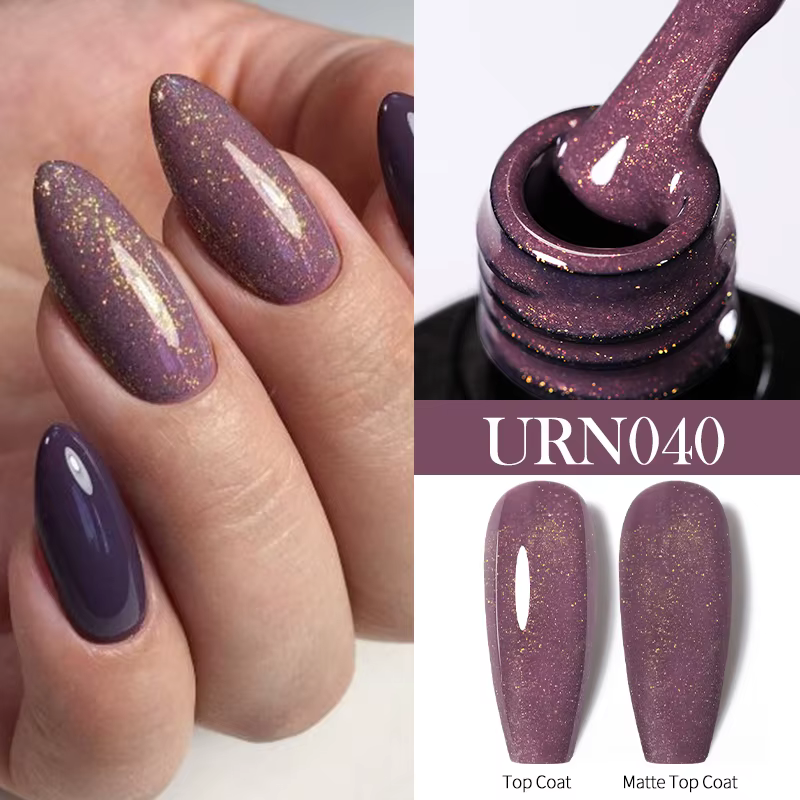 UR SUGAR 7/7.5ml Vernis à ongles gel couleur nude pailletée semi-permanent