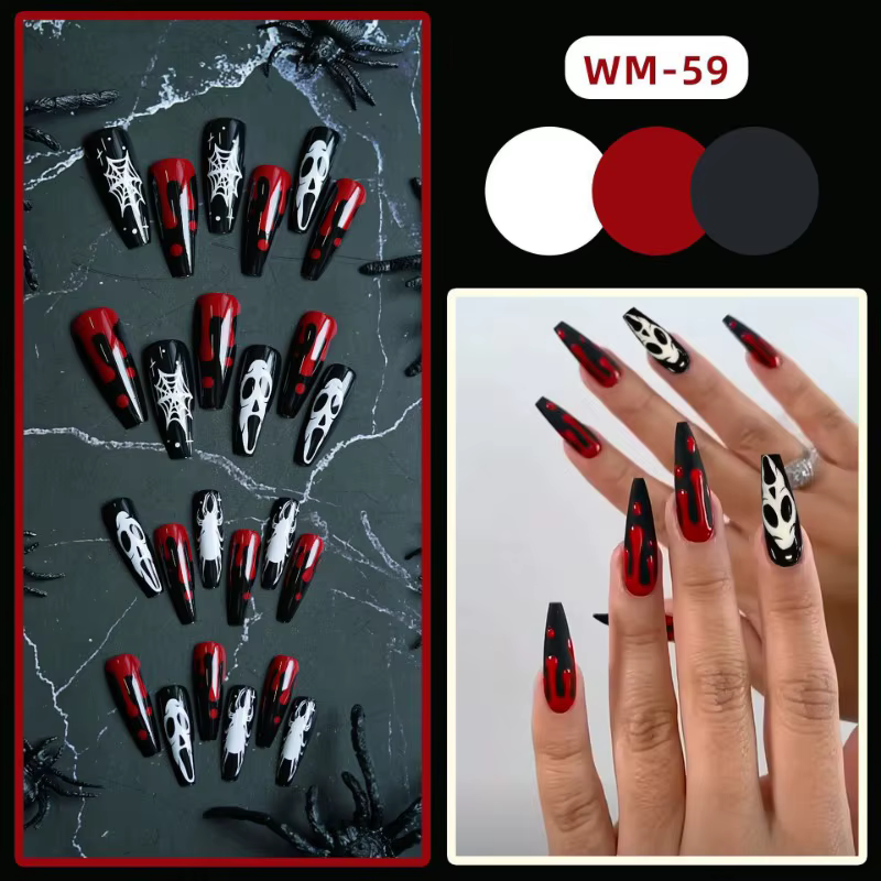 Faux-Ongles en Acrylique à Couverture Complète avec Poignées Amovibles