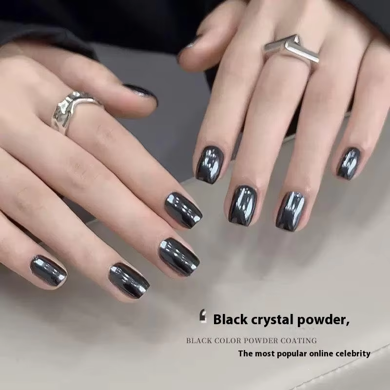Un ensemble de super miroirs magiques noirs pour gel à paillettes pour ongles