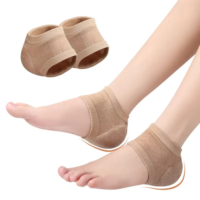 Manchon de protection du talon en Gel, coussinets de talon en Silicone, bonnets de talon, Support de la fasciite plantaire, soins des pieds, coussin de réparation de la peau, chaussettes demi-mètre