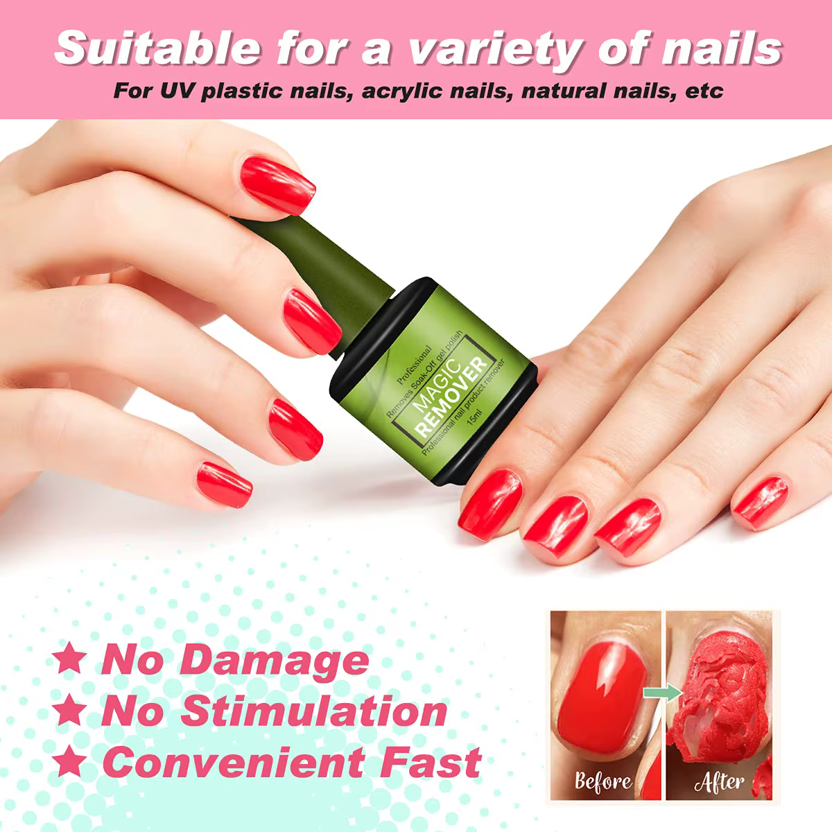 Dissolvant de vernis à ongles Gel magique rapide