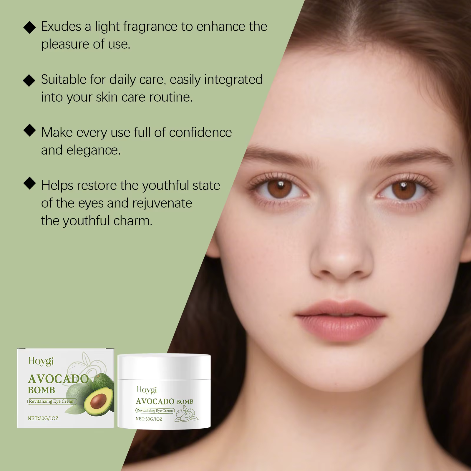 La crème pour les yeux à l'avocat estompe les ridules et les rides, raffermissant, lissant le contour des yeux, Anti-poches, correcteur de cernes pour les yeux jeunes