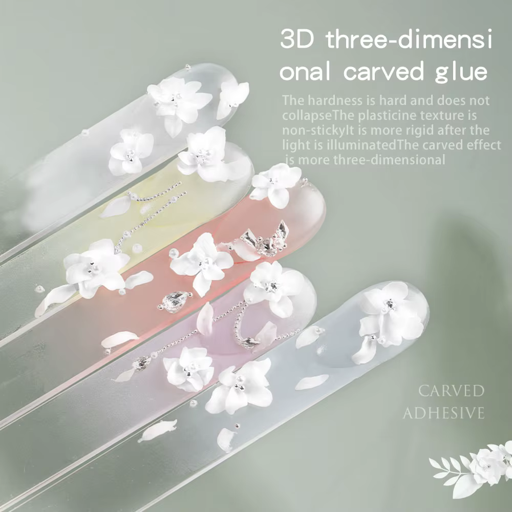 5ml 3D fleur Gel antiadhésif sculpture colle perle blanc Satin Nail Art bricolage