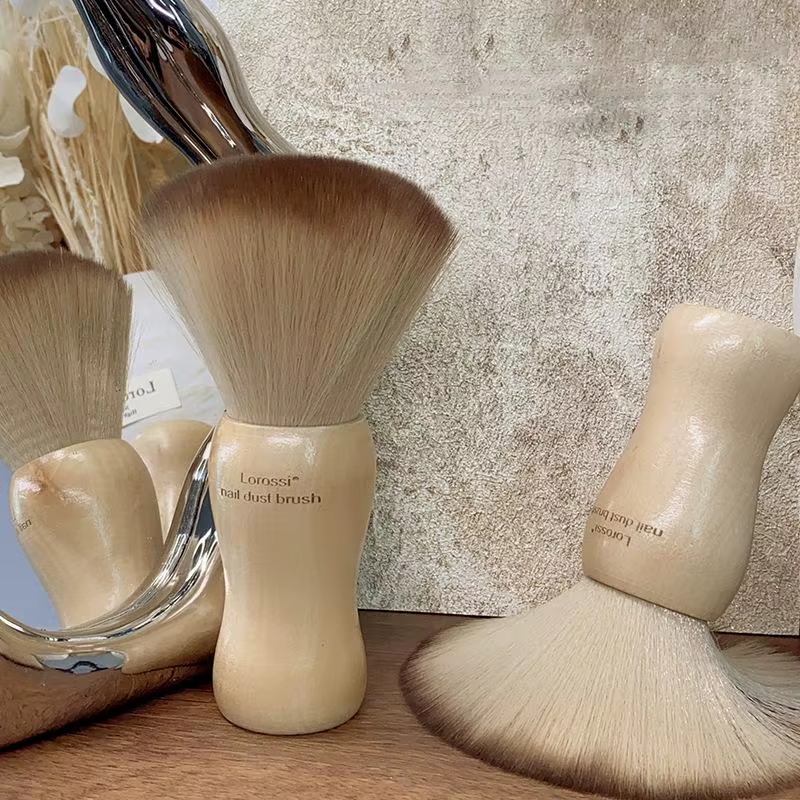 Professionnel moelleux ongles Art brosse ronde manche en bois nettoyage de la poussière
