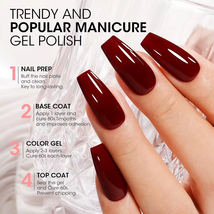 Vernis à ongles Gel rouge bordeaux