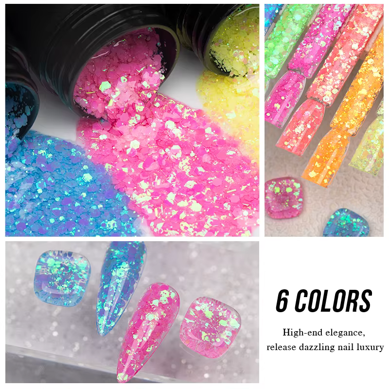 Vernis à ongles Gel à paillettes néon