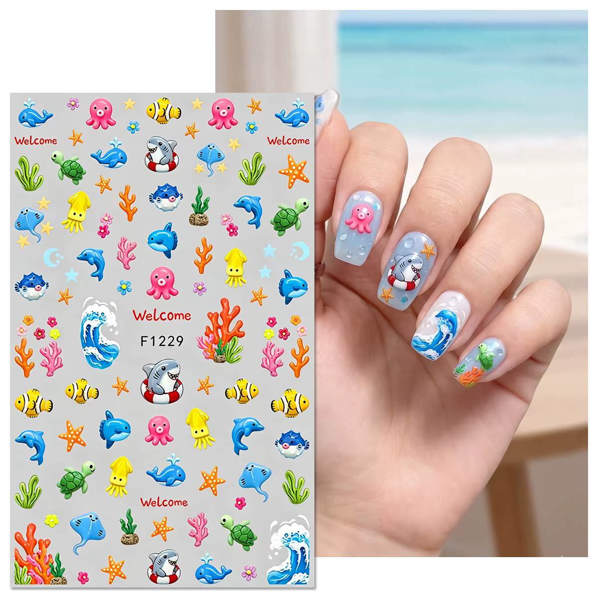 Autocollants et décalcomanies pour ongles thème Plage d'été