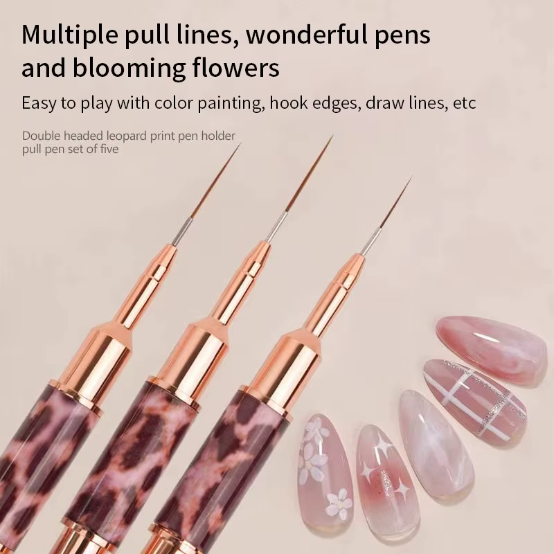 Pinceaux à ongles imprimé léopard 5-25 mm