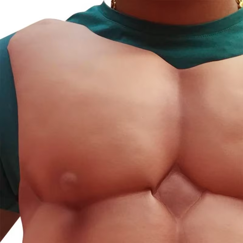 Faux muscles poitrine pour hommes, faux muscles abdominaux, modelant peau, cosplay R7RF