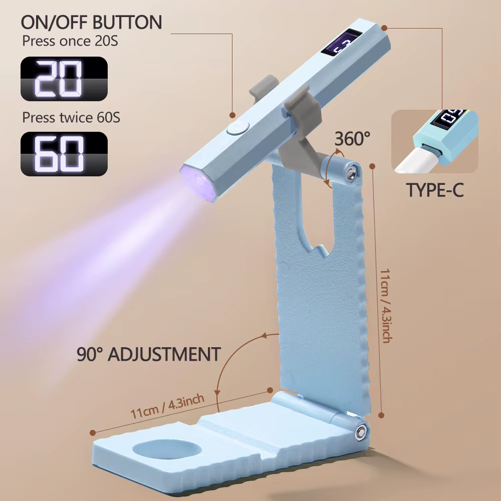 Lampe à LED UV réglable LULAA, rechargeable, portable, pour le séchage du gel, mini-séchoir à ongles, pour salon et manucure DIY