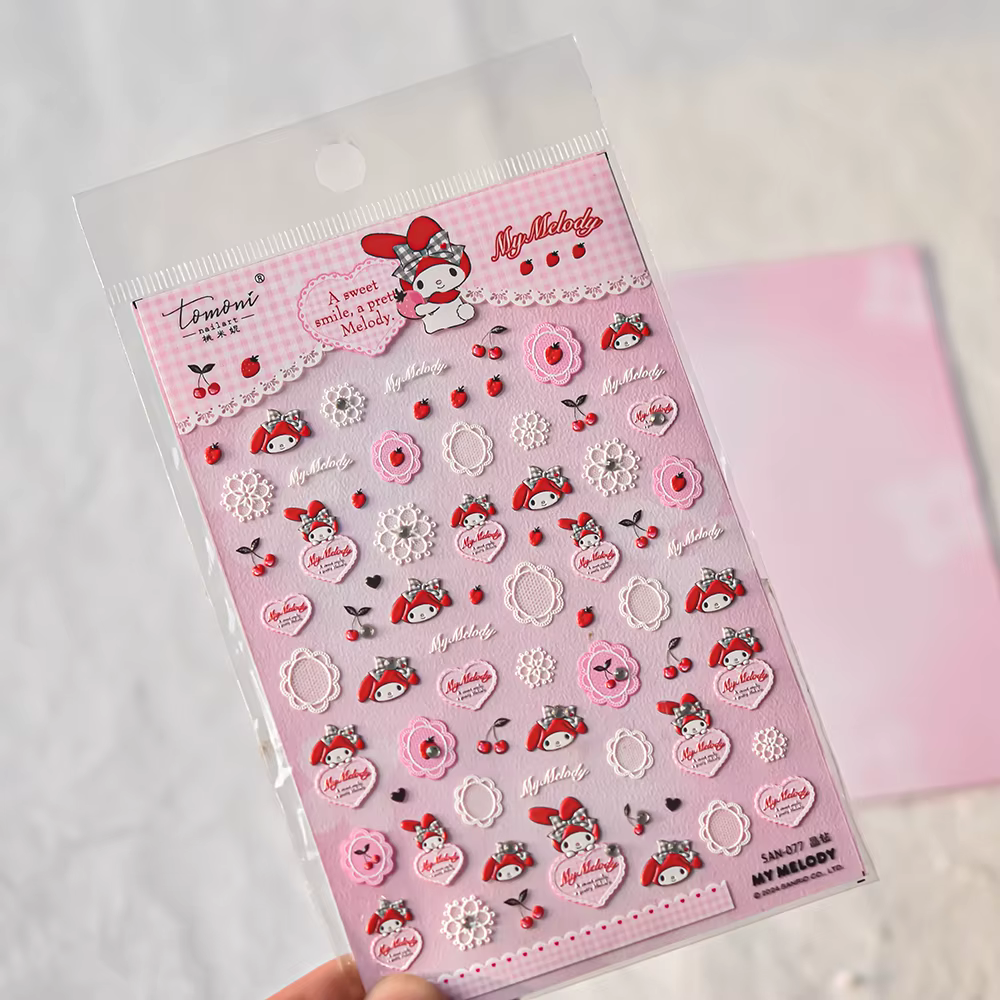 Miniso nouveau dessin animé Sanrio 5D autocollants d'art d'ongle fournitures