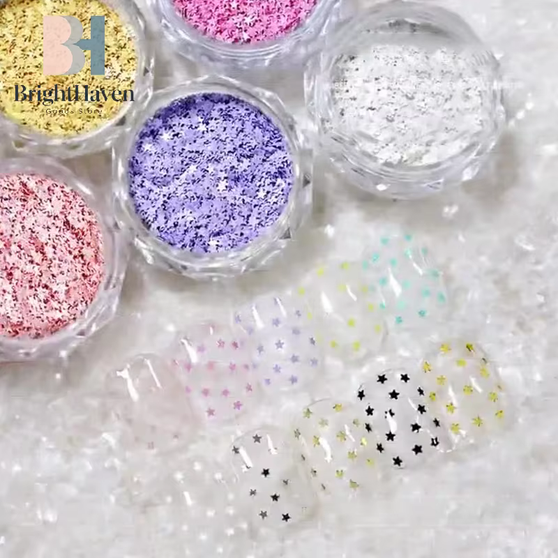 1 pot de paillettes étoiles scintillantes mini 1 mm pour ongles