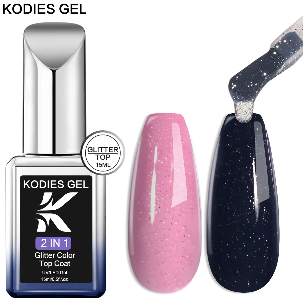 KODIES GEL Starlight couche de finition Gel vernis à ongles 15ML Semi Permanent UV chatoyant manucure Gel