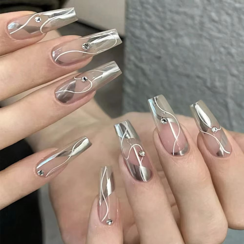 Vernis à ongles gel métallique miroir – Brillant argent et or rose