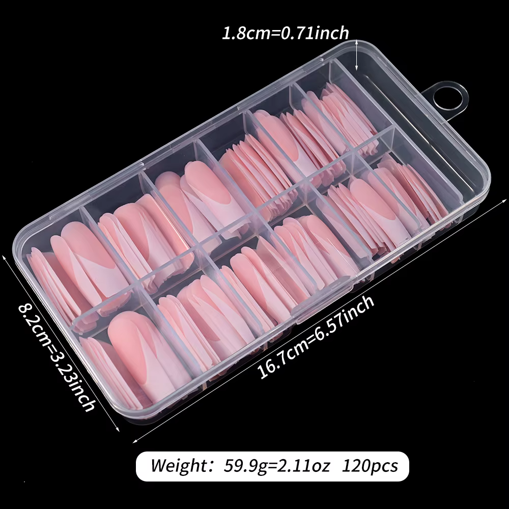 120 pièces/boîte mat rose français presse sur ongles acrylique longs carrés faux