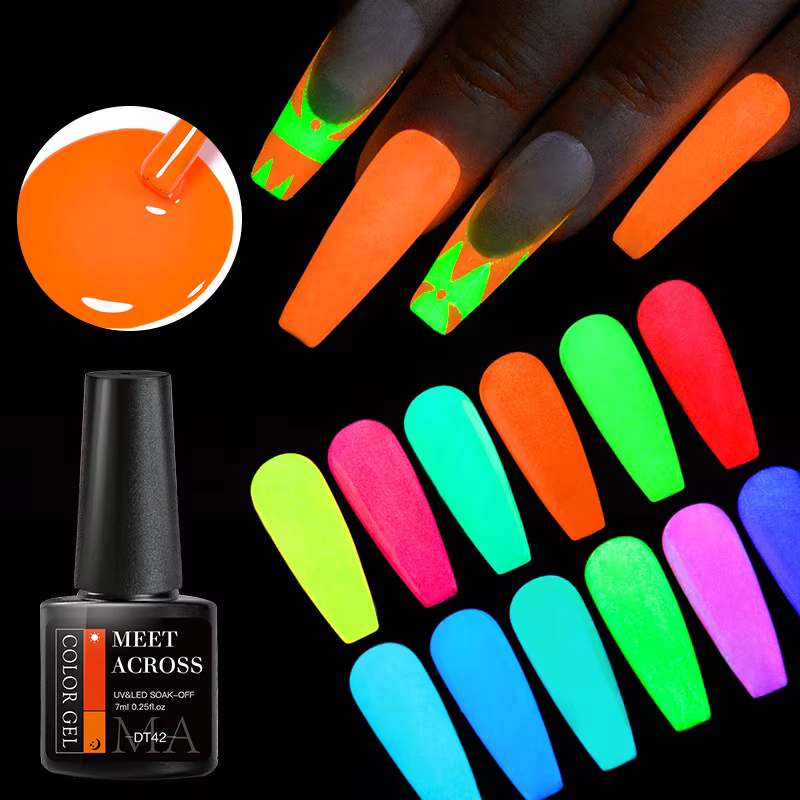 MEET ACROSS-Verhéritage à Ongles Fluorescent Vert Néon Semi-Continu