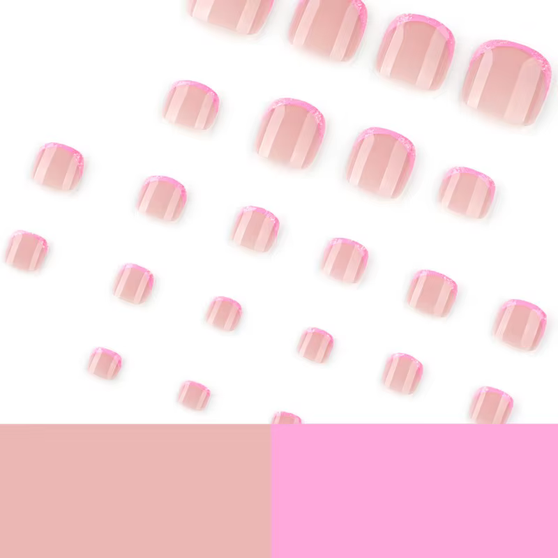 24 faux ongles réutilisables adhésifs pour les orteils