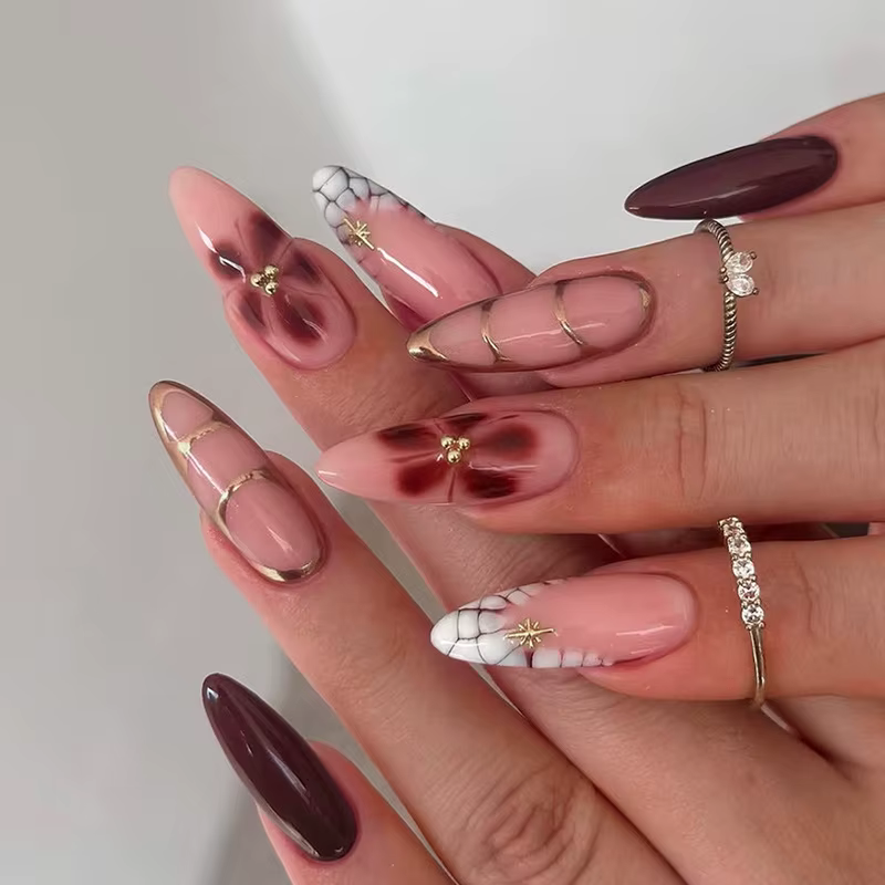 Nouveauté 2026 – 24 faux ongles longs et brillants