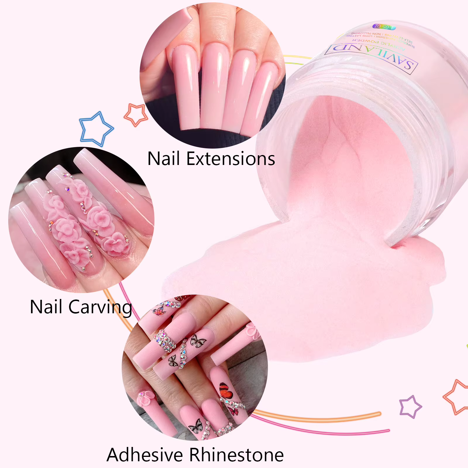 Saviland – poudre acrylique rose 30g