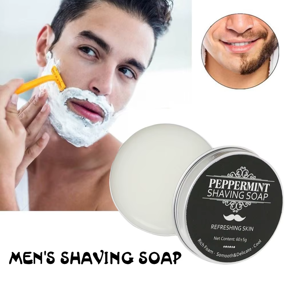 Savon de rasage pour barbe pour hommes, Texture lisse, fait à la main, barre Dense, garde le visage, crème de rasage en mousse biologique fraîche et propre pour hommes