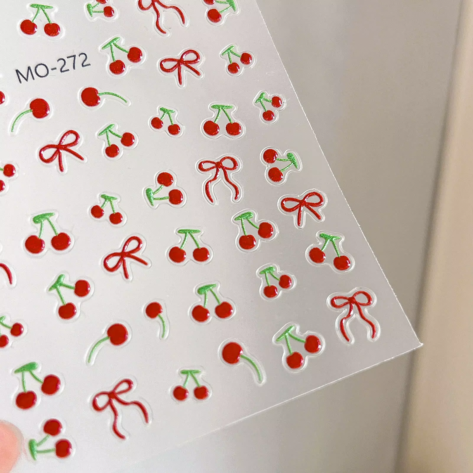 Autocollants 3D pour ongles motif cerises rouges