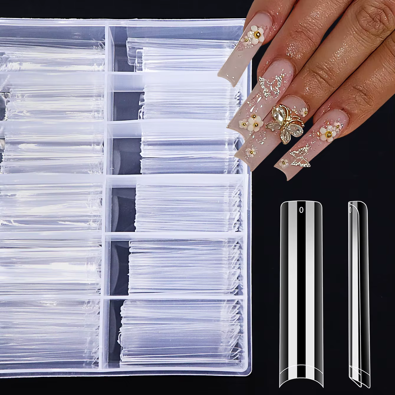120 pièces bricolage Art d'ongles artificiels en acrylique réutilisables avec pointes