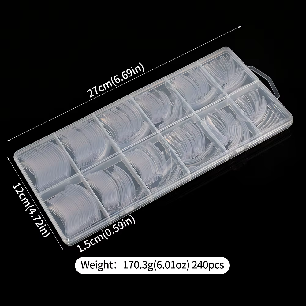 240PC Hawk incurvé longs carrés faux ongles 12 taille XXL courbe Extra profonde couverture complète acrylique