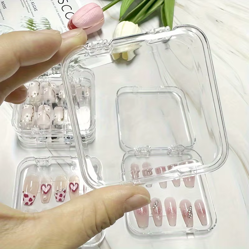 Boîtes à ongles transparentes : Rangement transparent pour ongles, petites boîtes pour ongles, outils et accessoires pour le soin des ongles