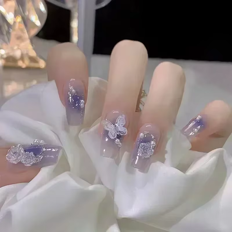 24 pièces ballerine longs carrés ongles conseils faux