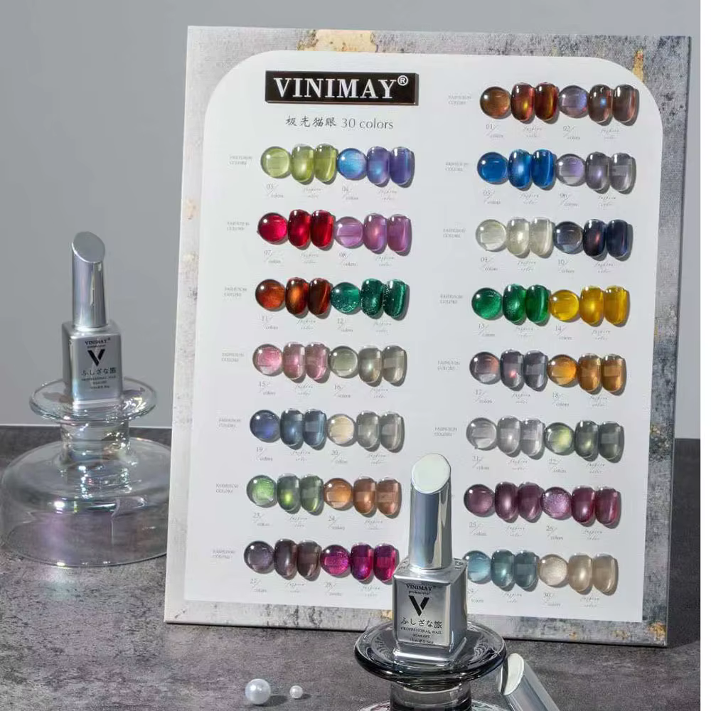 VINIMAY Nouveau Kit de Vernis à Ongles Gel Magnétique Effet Œil de Chat Aurora 30 Couleurs