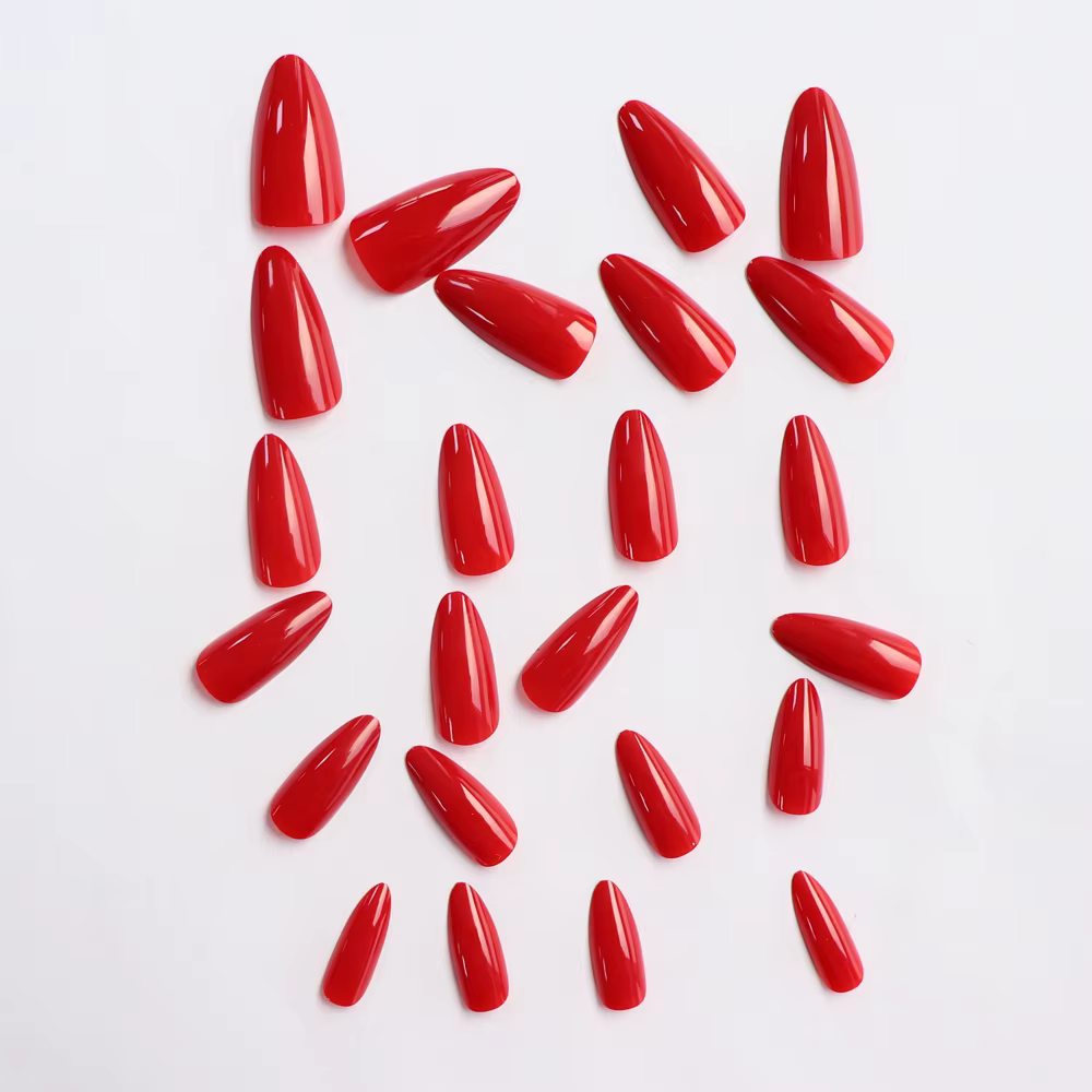 24 pièces- faux ongles amande de couleur unie