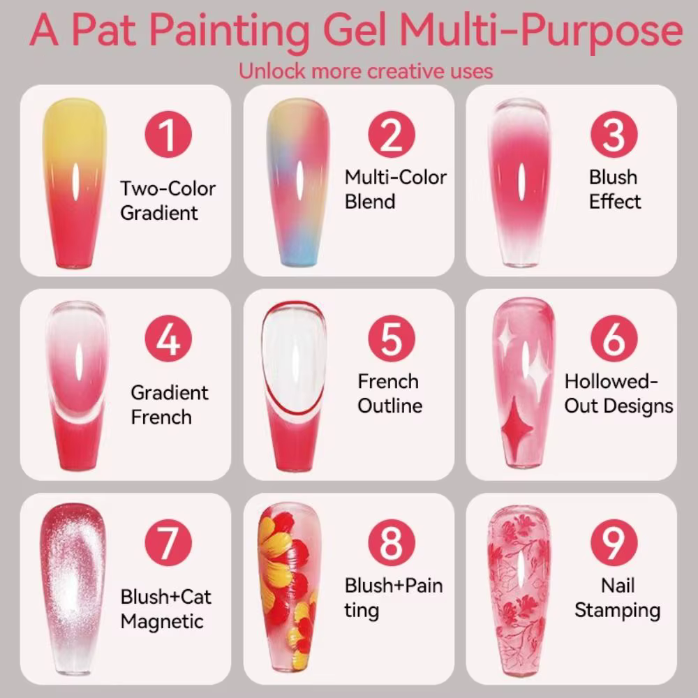 Gel de Peinture 4-en-1 Effet Dégradé 9 Couleurs pour Ongles