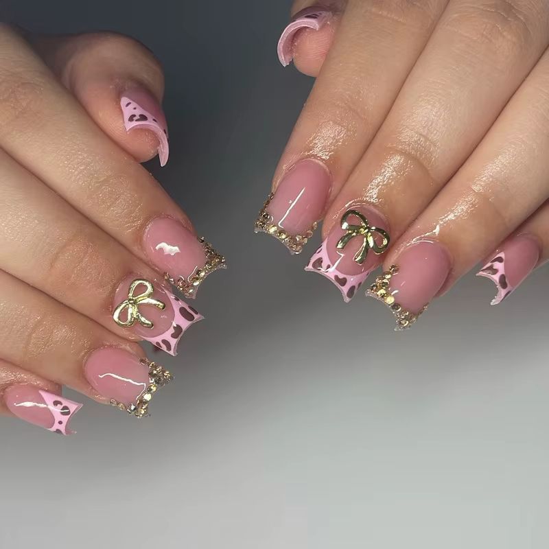 24 faux ongles français imprimé léopard