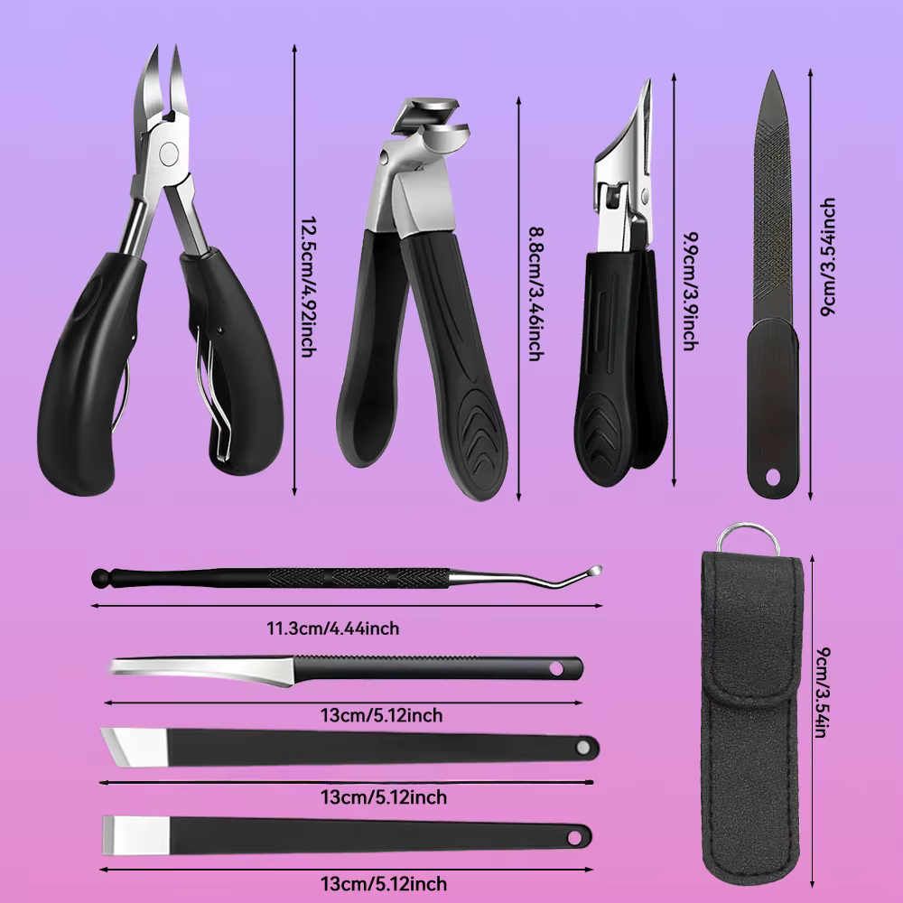 Ensemble de soins des oreilles, manucure et pédicure, 14 pièces, pour un usage quotidien à la maison et pour les cadeaux de vacances. Kit complet avec coupe-ongles, outil de pédicure, limes à ongles