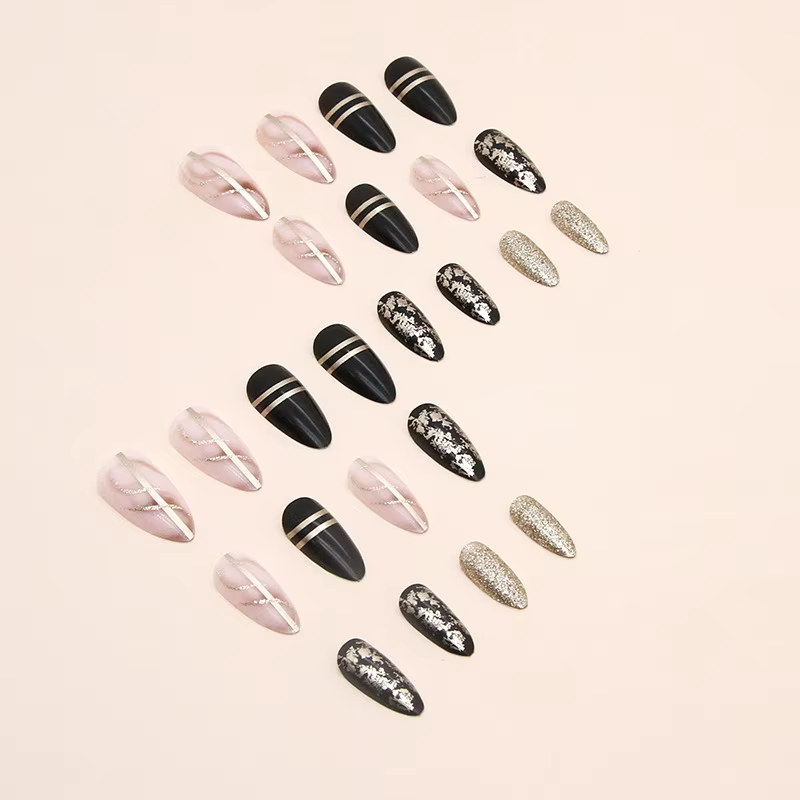 24 pièces de nouveaux ongles à pression de style français (autocollants pour faux