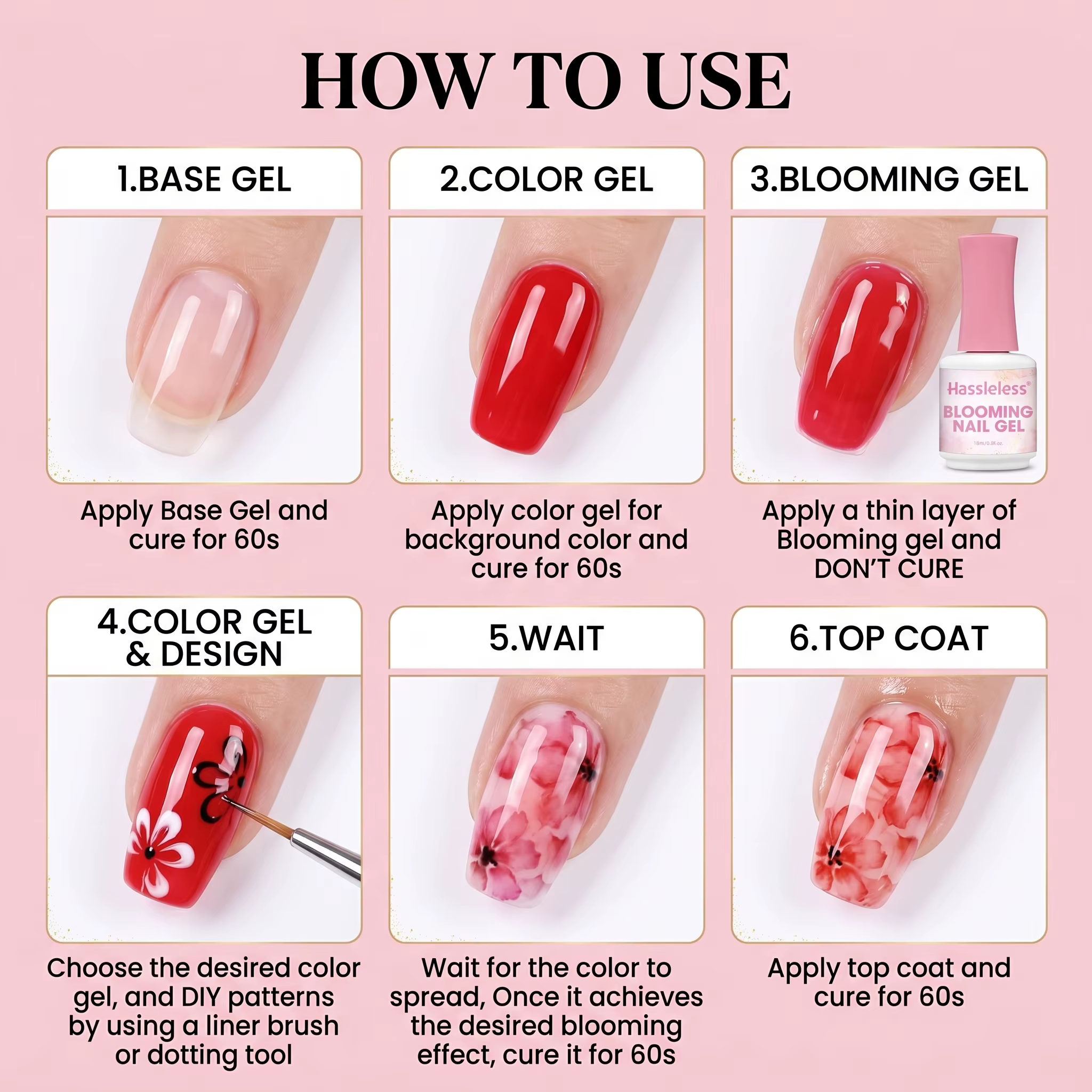 Ce gel pour ongles de 15 ml est un gel fonctionnel à effet blooming qui rehausse l'art et la beauté du nail art. C'est comme ça