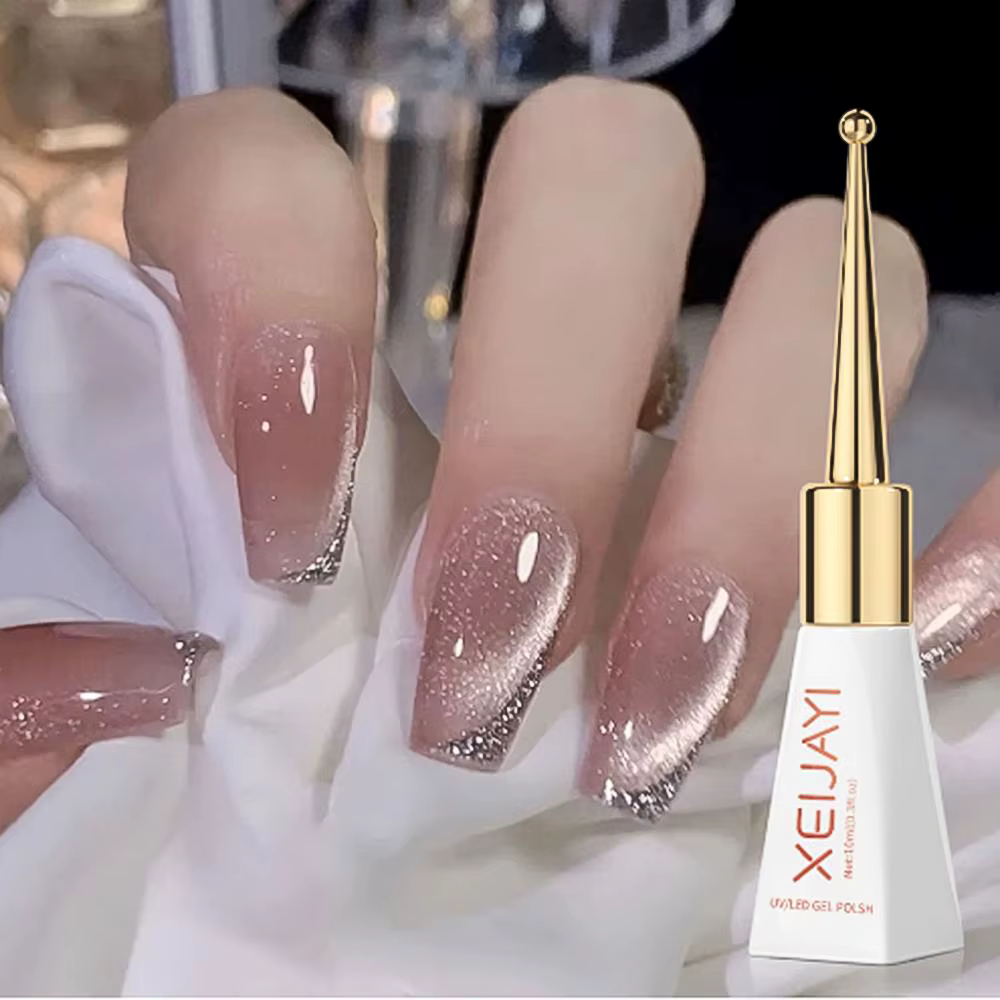 Vernis à ongles gel œil de chat rouge rubis 10 ml, scintillant, à retirer par trempage, UV/LED, pour manucure quotidienne, DIY, mariages, rendez-vous galants, salons de manucure