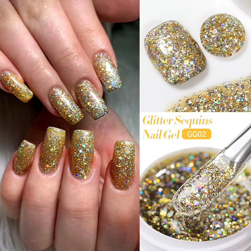 LILYCUTE rose argent paillettes Gel vernis à ongles brillant