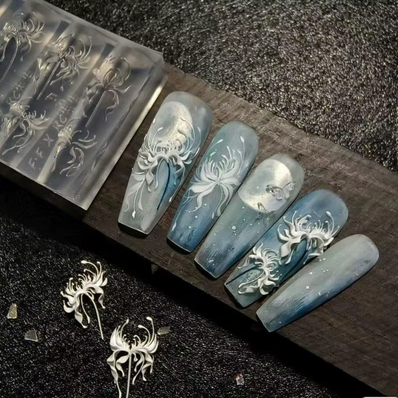 3D Lycoris Radiata fleur Silicone ongles Art moule Transparent manucure sculpture