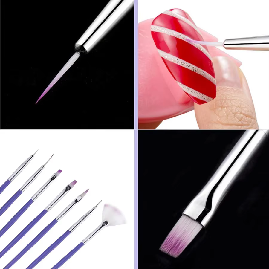 Ensemble de pinceaux pour Nail Art à manche violet