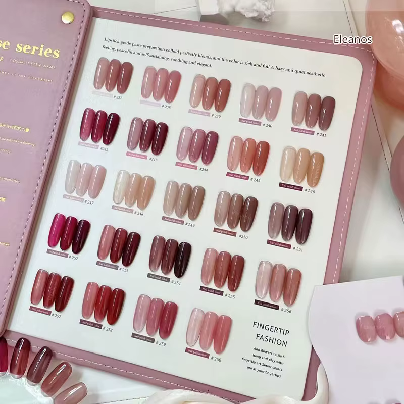 Eleanos Rose Rose 24 pièces gelée Transparent Gel vernis à ongles couleur Rose nu UV tremper Gel vernis Jade Nail Art Gel laque 15ml