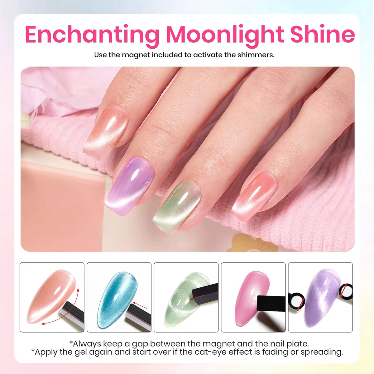 6 pièces noël ongles blanchissant 2025 Style vente chaude aurores boréales perle oeil de chat aimant Gel vernis